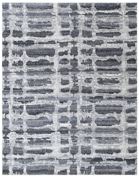 Black Silver Hand Knotted Wool Rug