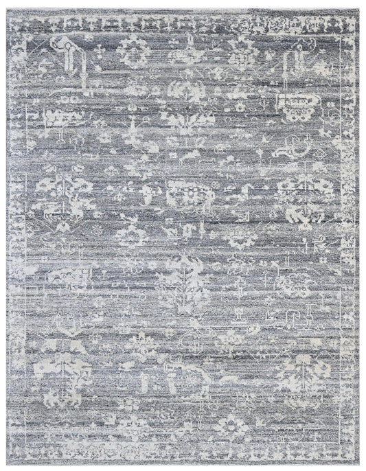 Tropical Grey Hand Knotted Wool Rug