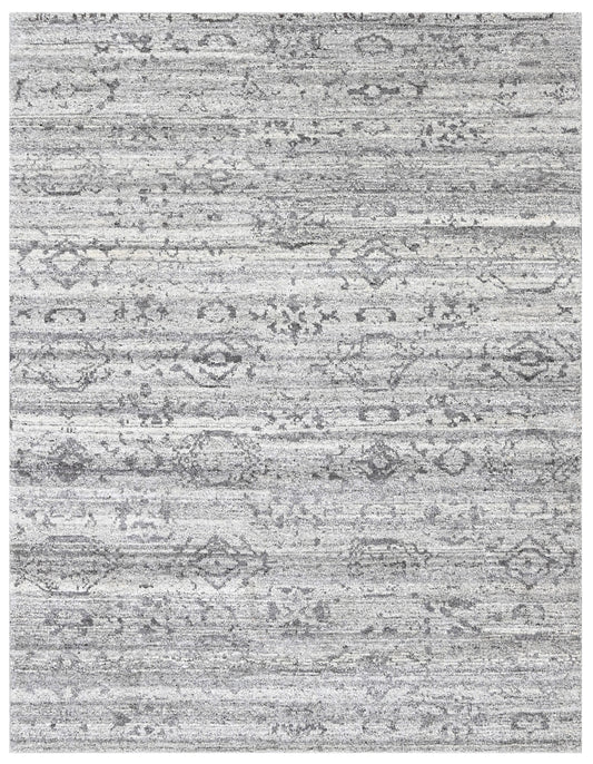Vintage Grey Silver Hand Knotted Wool Rug