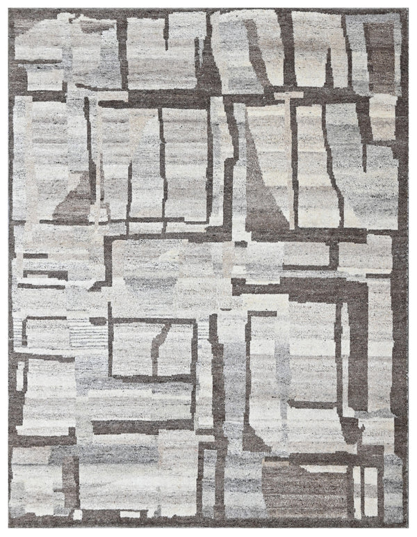 Modern Ivory Hand Knotted Wool Rug