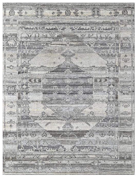 Distressed Tribal Medallion Hand Knotted Wool Rug