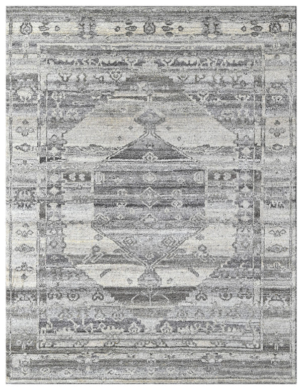 Distressed Tribal Medallion Hand Knotted Wool Rug