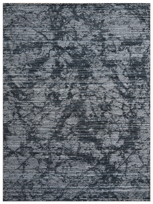 Grey Black Distressed Hand Woven Rug