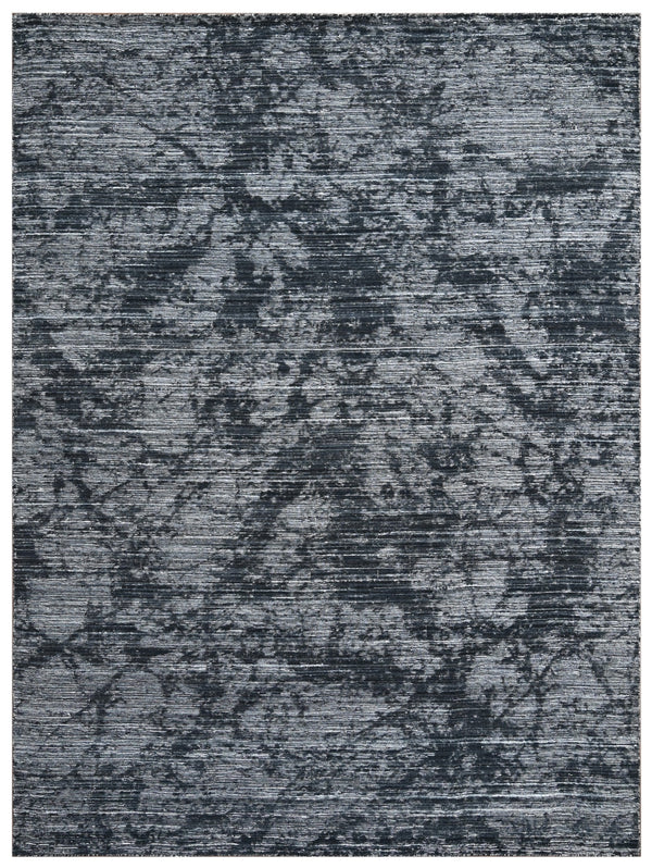 Grey Black Distressed Hand Woven Rug