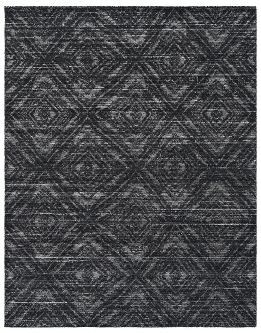 Grey Black Diamond Geometric Hand Woven Rug