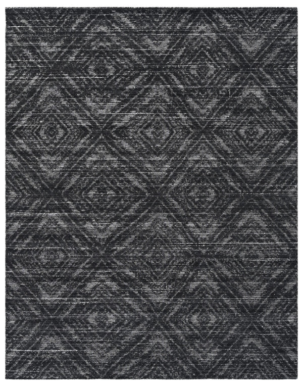 Grey Black Diamond Geometric Hand Woven Rug