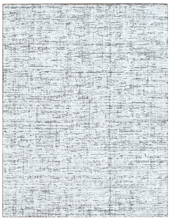 Black White Linear Striated Hand Woven Rug