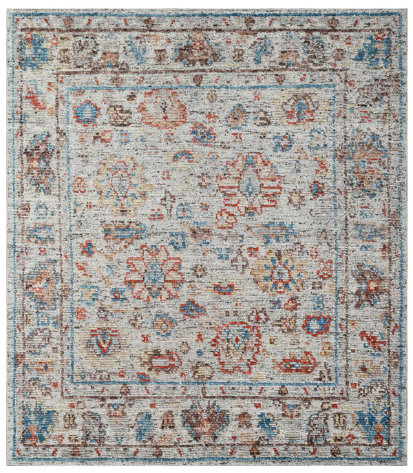 Ivory Multi Hand Knotted Handcarded Wool Oushak Rug