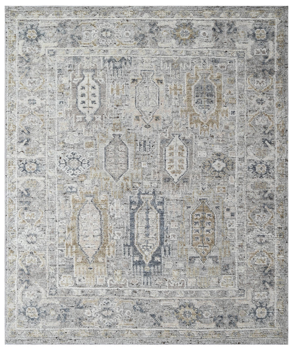 Silver Multi Hand Knotted Handcarded Wool Oushak Rug