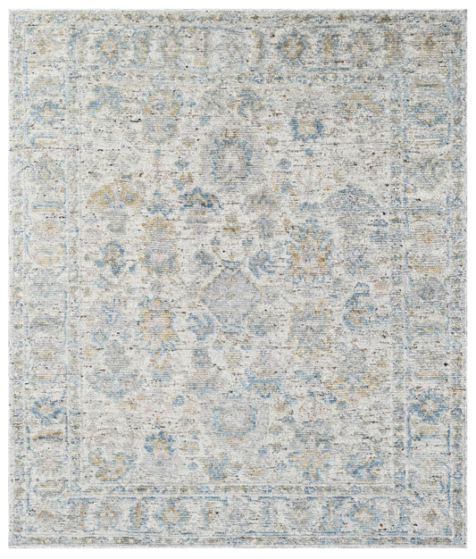 Ivory Pastel Hand Knotted Handcarded Wool Oushak Rug