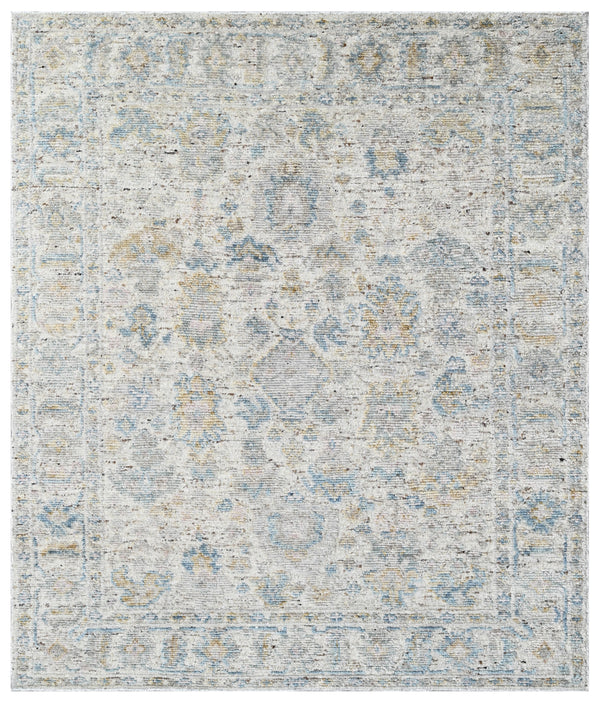 Ivory Pastel Hand Knotted Handcarded Wool Oushak Rug