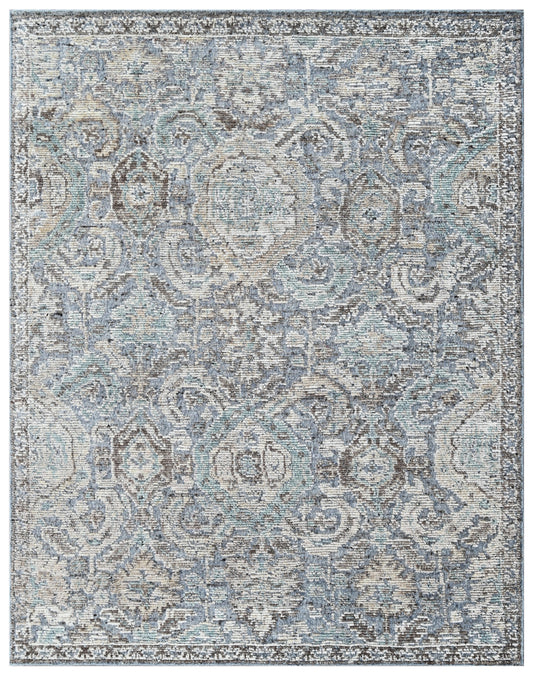 Light Blue Hand Knotted Handcarded Wool Oushak Rug