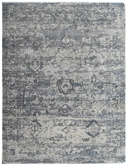 Vintage Taupe Hand Knotted Wool Carpet