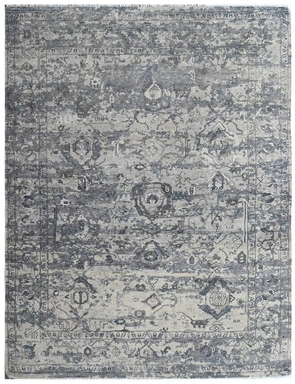 Vintage Taupe Hand Knotted Wool Carpet