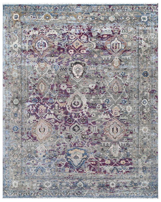 OTIS Blue Red Hand Knotted Wool Carpet
