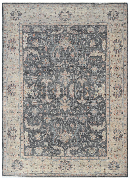Charcoal Elegance Hand Knotted Wool Rug