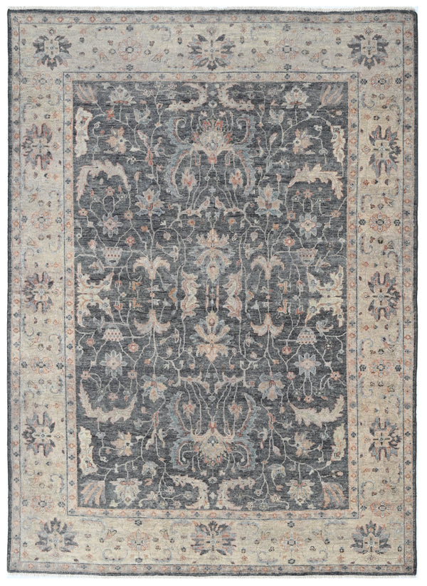 Charcoal Elegance Hand Knotted Wool Rug