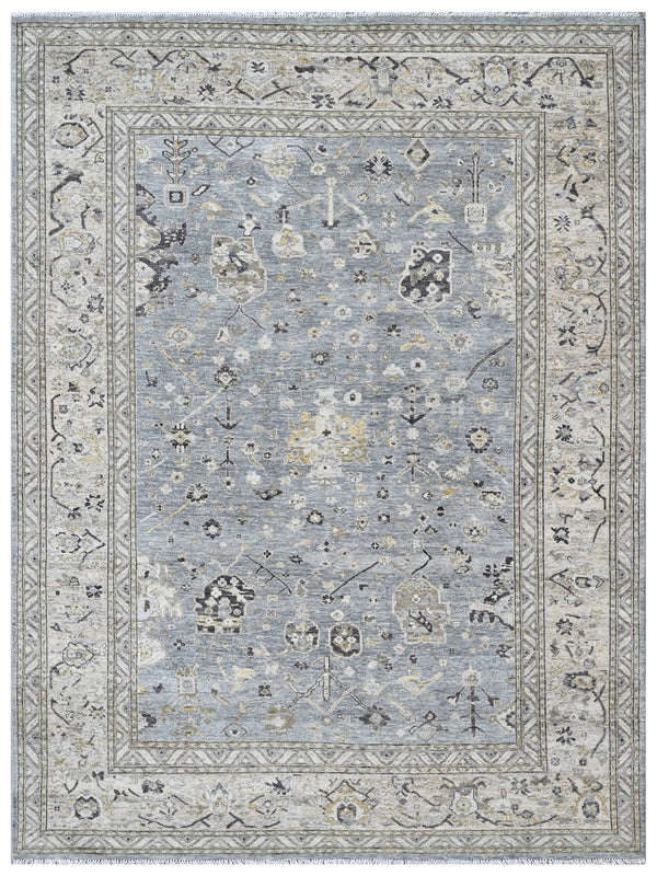 Bluish Grey Brown Oriental Hand Knotted Wool Rug