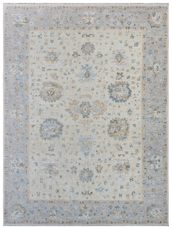 Luxury Silver Grey Oushak Rug – Hand Knotted Vintage Oriental Area Carpet