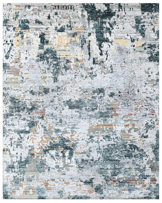 Atlanta Abstract Grey Blue Hand Knotted Premium Rug