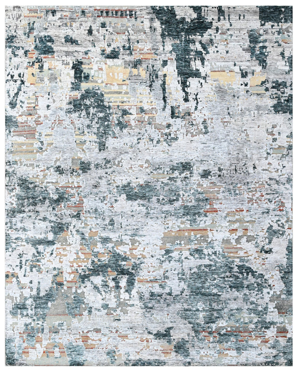 Atlanta Abstract Grey Blue Hand Knotted Premium Rug
