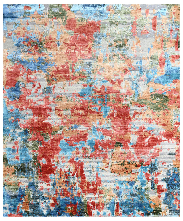 Multi Tone Abstract Hand Knotted Area Rug