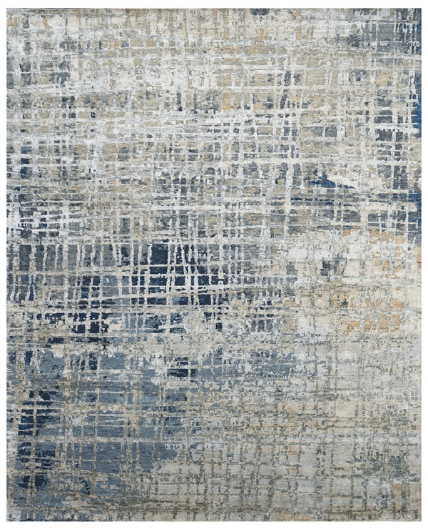 Coastal Grid Hand Knotted Rug