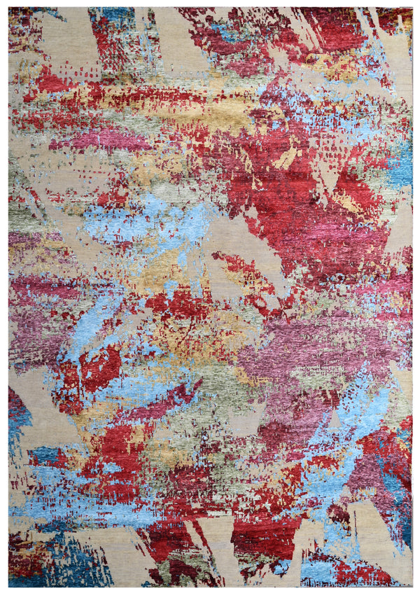 Crimson Sky Multi Abstract Hand Knotted Rug