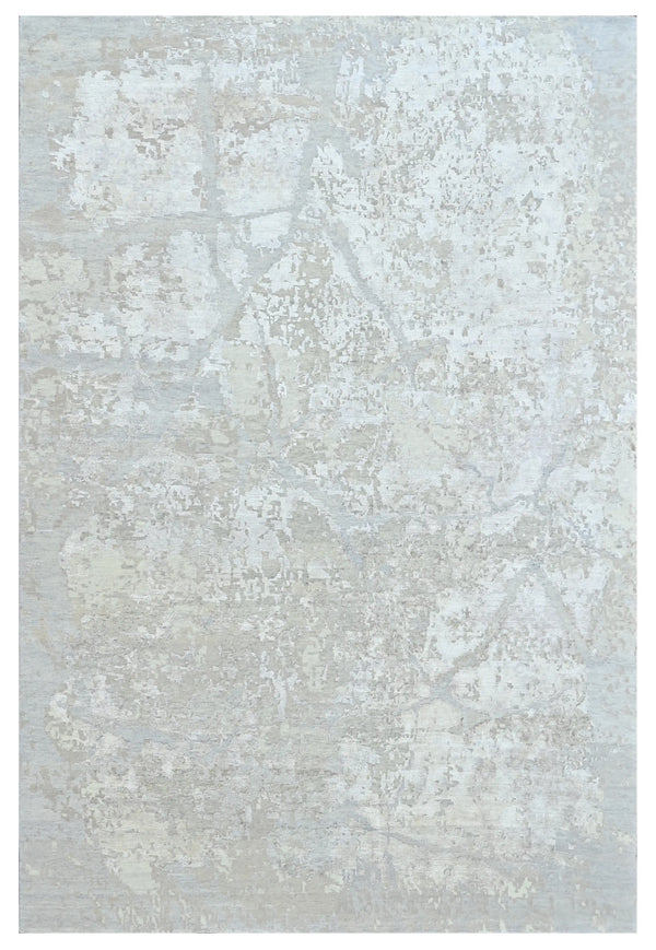 Ivory Mist Textured Hand Knotted Silk Rug