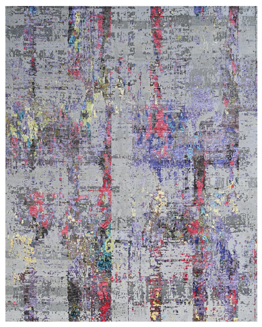 Beige Multi Urban Abstract Hand Knotted Rug