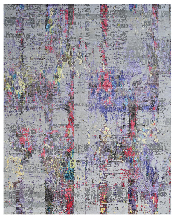Beige Multi Urban Abstract Hand Knotted Rug