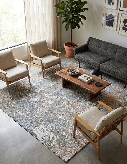 Tropical Blue Copper Hand Knotted Rug