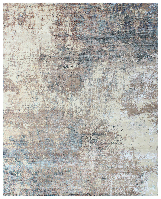 Copper Beige Abtract Bamboo Silk & Wool Rug
