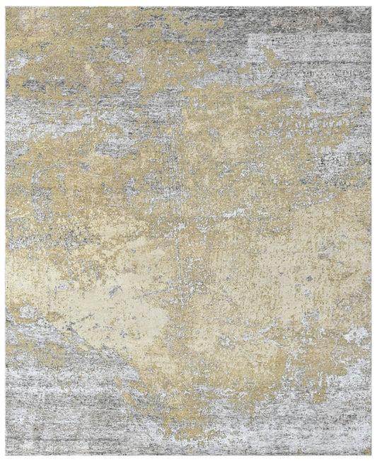Beige Green Abtract Bamboo Silk & Wool Rug