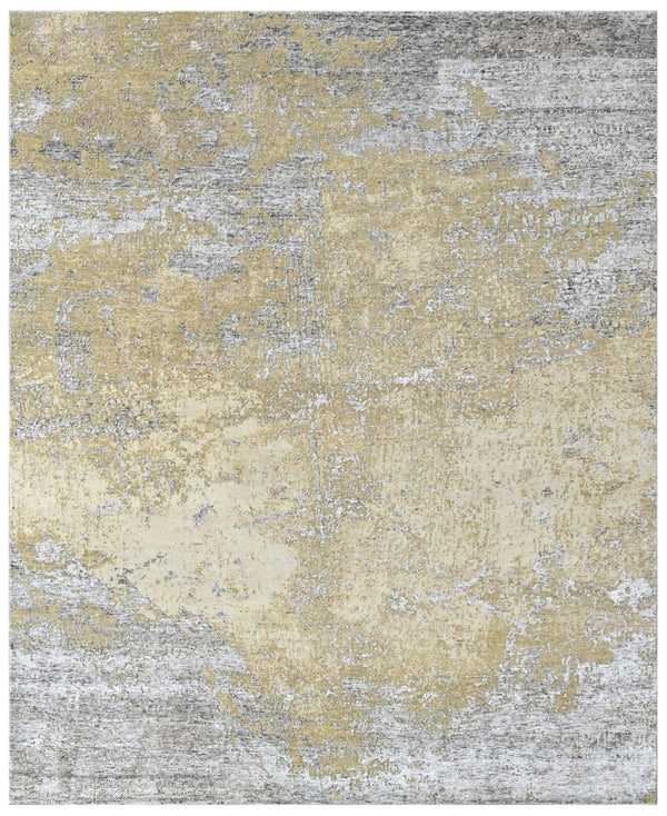 Beige Green Abtract Bamboo Silk & Wool Rug