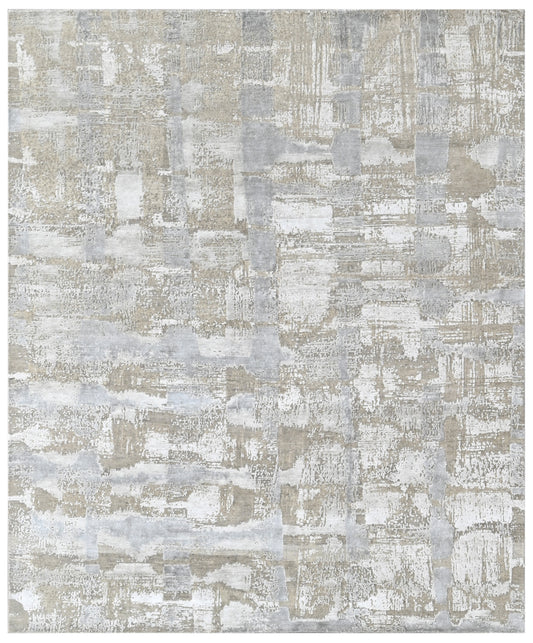 Simpson Beige Silver Bamboo Silk & Wool Rug