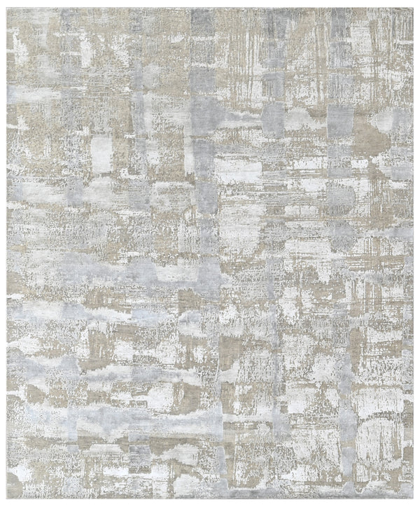 Simpson Beige Silver Bamboo Silk & Wool Rug