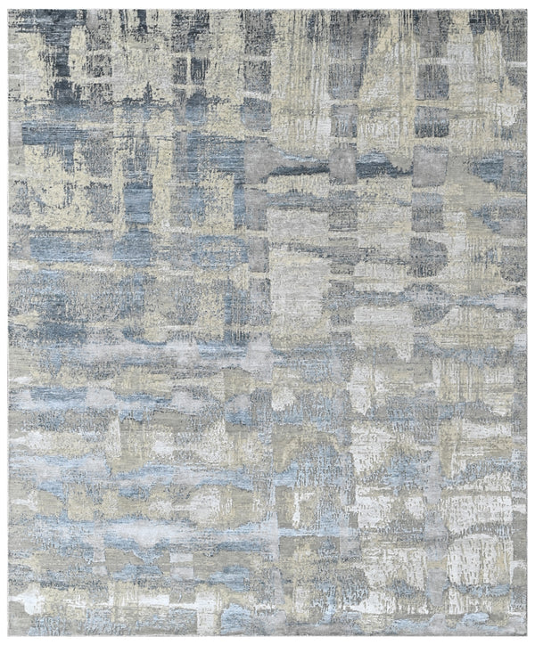 Simpson Silver Blue Bamboo Silk & Wool Rug
