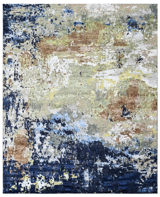 Azure Terra Abstract Hand Knotted Premium Area Rug