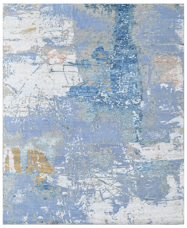 Azure Drift Contemporary Hand Knotted Area Rug