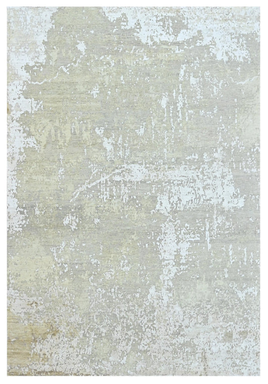 Ivory Mist Modern Hand Knotted Silk Area Rug