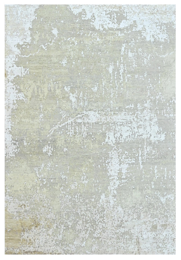 Ivory Mist Modern Hand Knotted Silk Area Rug