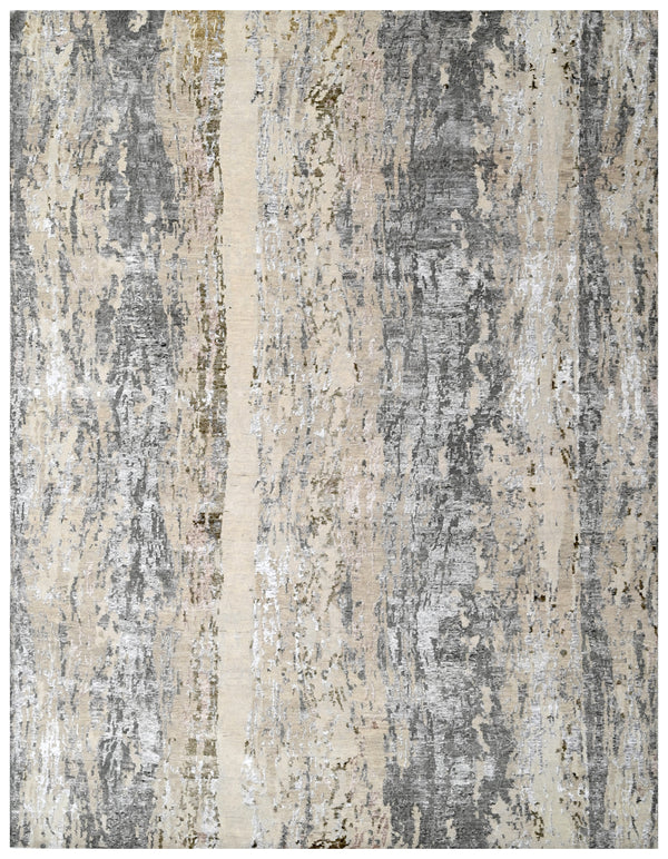 Beige Grey Copper Modern Abstract Hand Knotted Area Rug