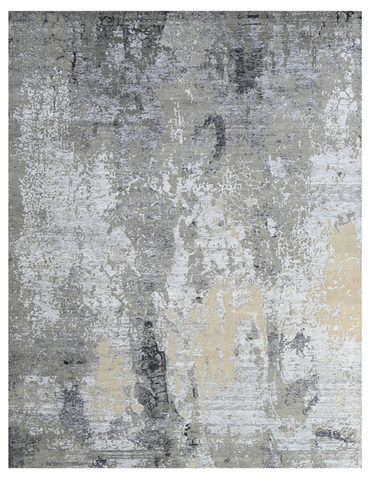 Silver Grey Contemporary Hand Knotted Premium Rug