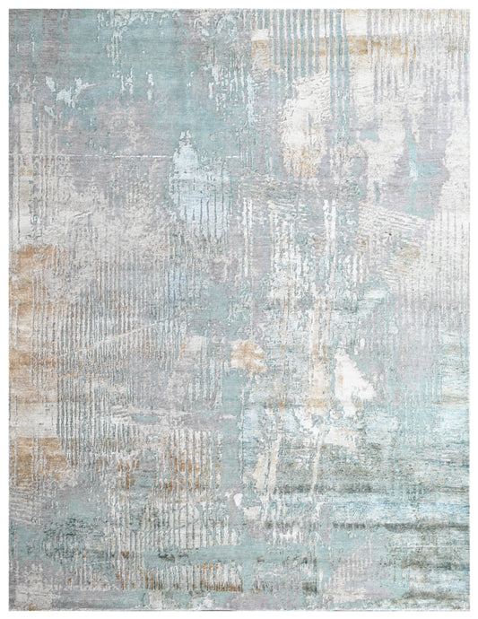 Arctic Drizzle Modern Hand Knotted Premium Silk Carpet