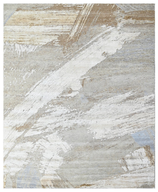 Mushroom Mist Hand Knotted Wool & Silk Rug