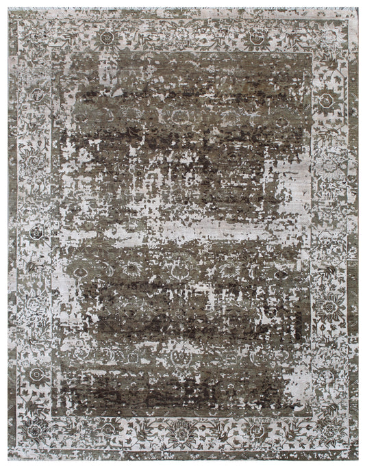 Muted Brown Hand Knotted Abstract Carpet