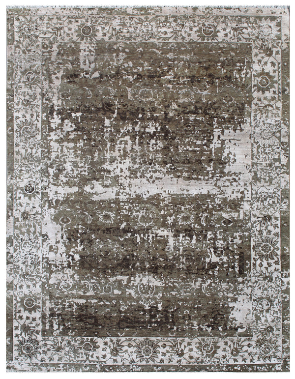 Muted Brown Hand Knotted Abstract Carpet