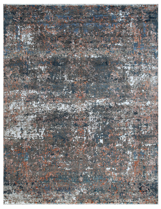 Smoke Blue Hand Knotted Abstract Rug
