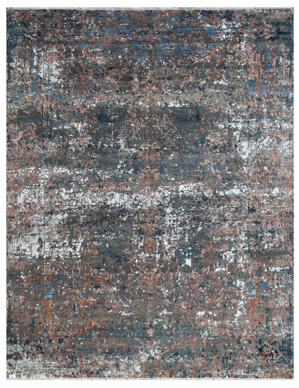 Smoke Blue Hand Knotted Abstract Rug